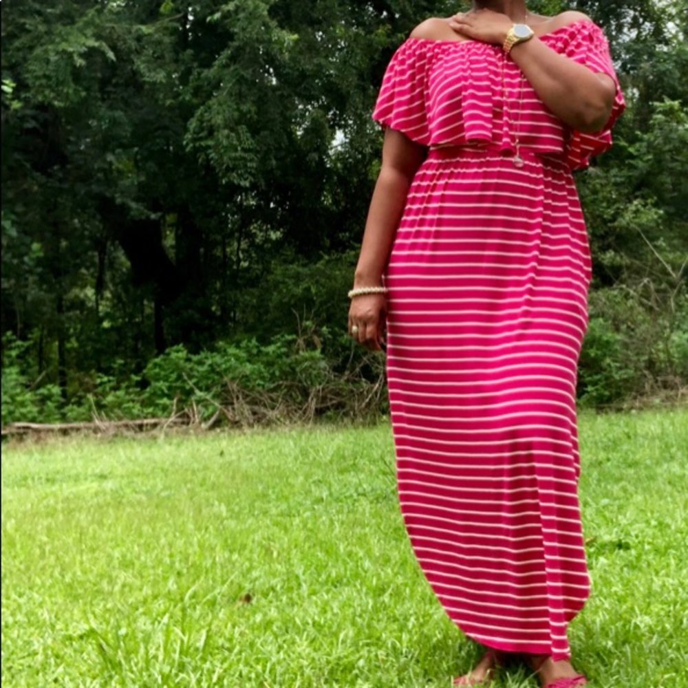 Fuchsia and White Maxi